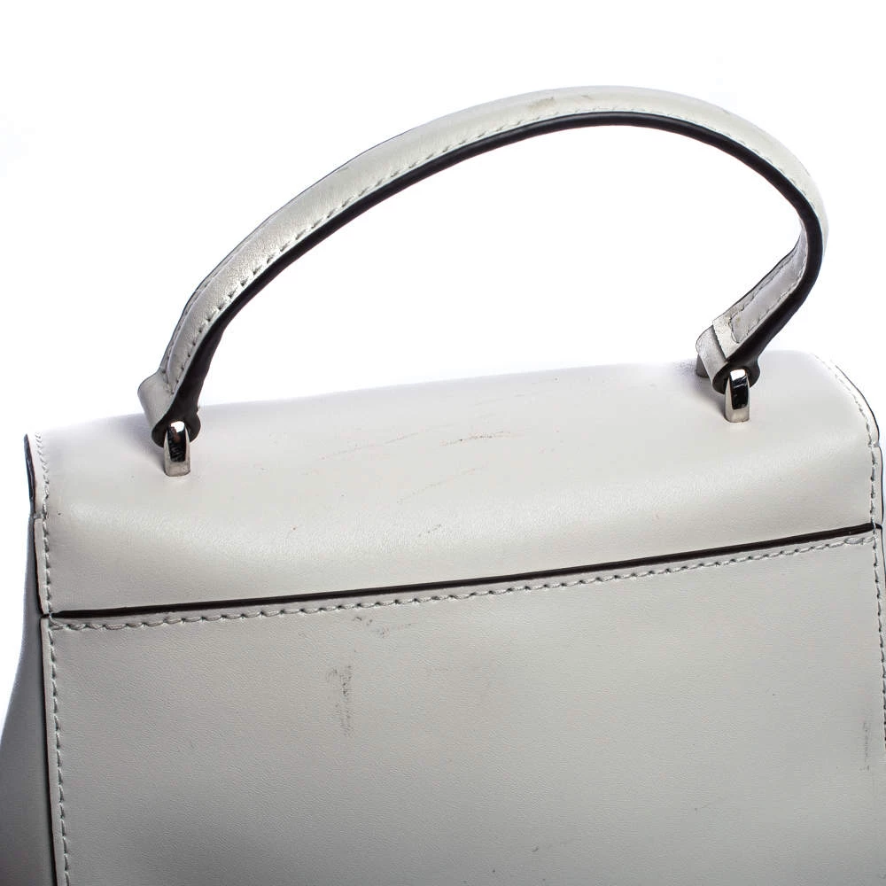Michael Kors White Leather Mott Top Handle Bag For Women - Image 8