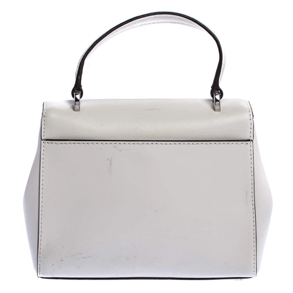 Michael Kors White Leather Mott Top Handle Bag For Women - Image 4