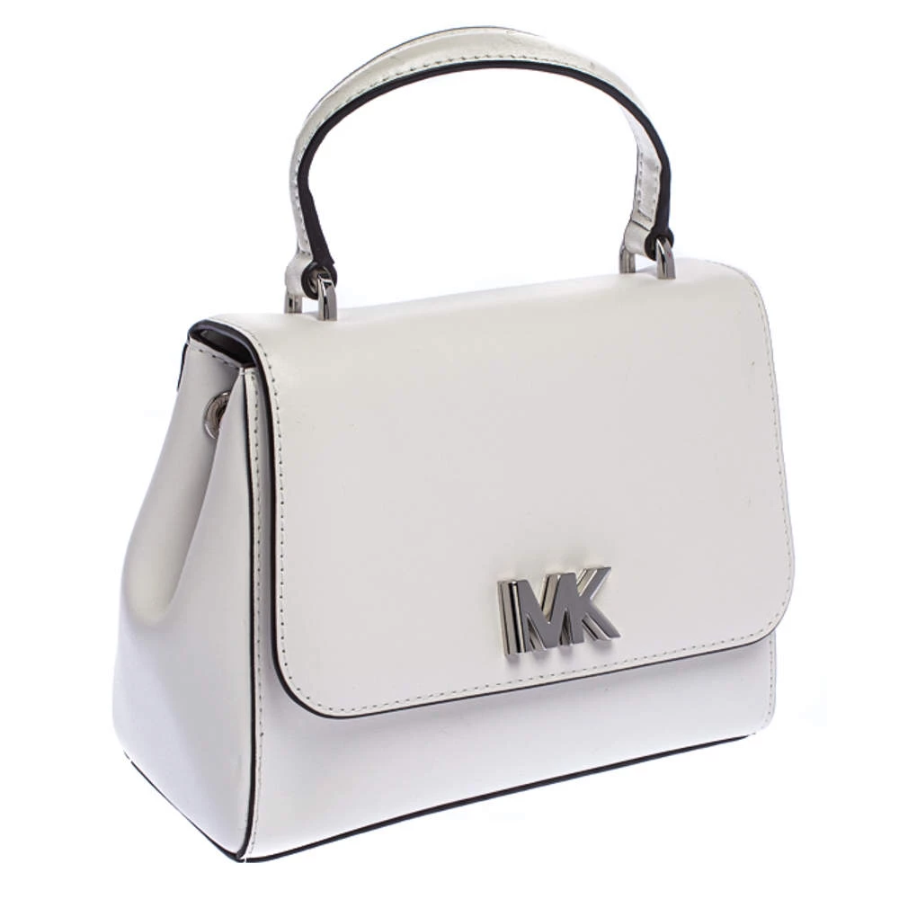 Michael Kors White Leather Mott Top Handle Bag For Women - Image 3