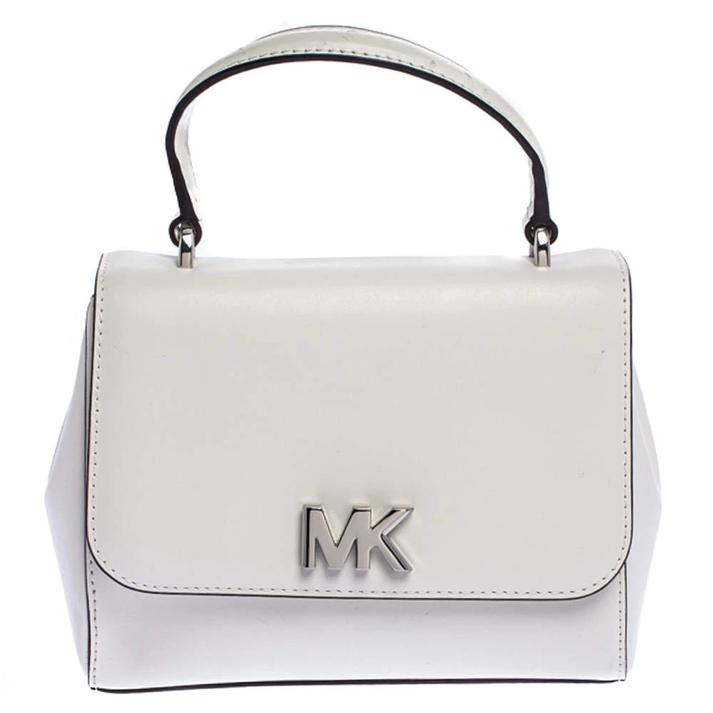 Michael Kors White Leather Mott Top Handle Bag For Women