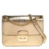 Michael Kors Gold Python Effect Patent Leather Sloan Chain Shoulder Bag For Women