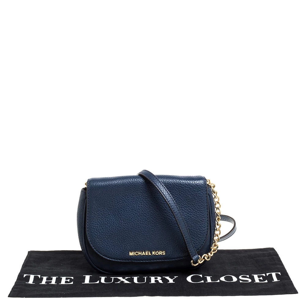 Michael Kors Blue Leather Flap Crossbody Bag For Women - Image 9