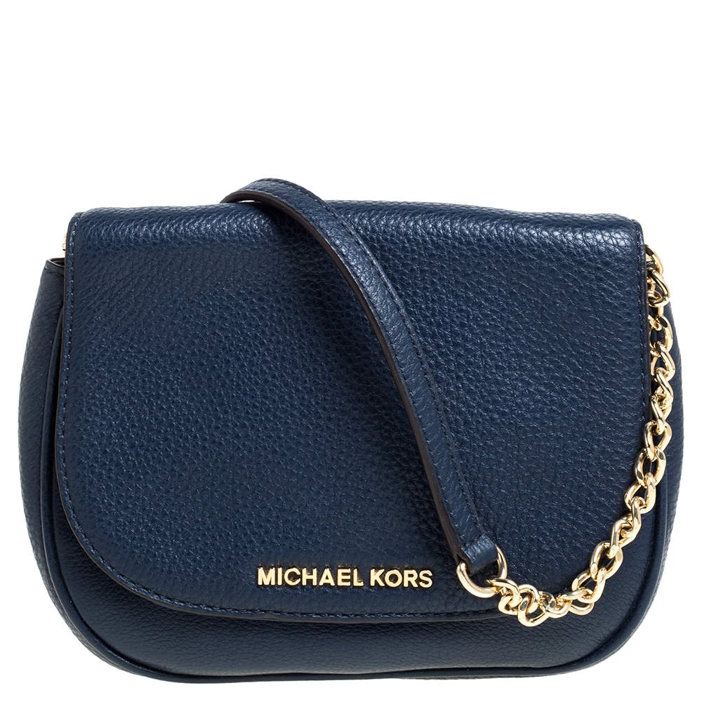 Michael Kors Blue Leather Flap Crossbody Bag For Women