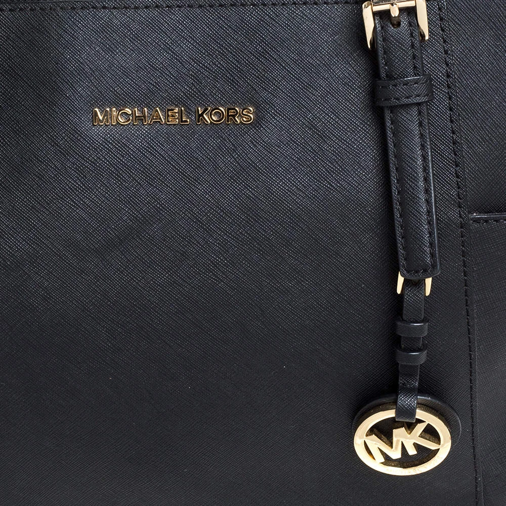 Michael Michael Kors Black Leather Medium Jet Set Top Zip Tote For Women - Image 5