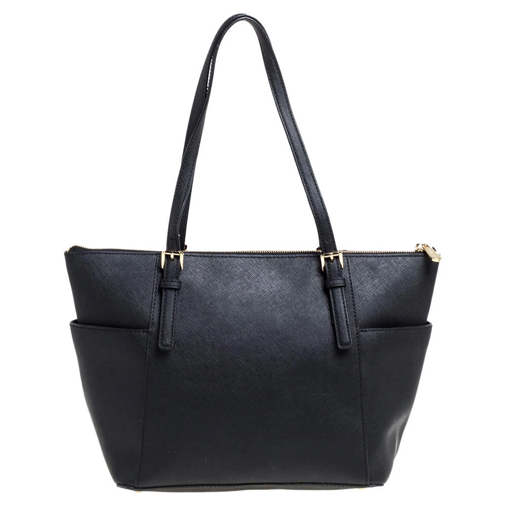 Michael Michael Kors Black Leather Medium Jet Set Top Zip Tote For Women - Image 4