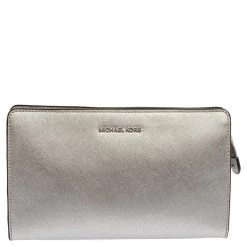 Michael Kors Metallic Silver Leather Crossbody Bag For Women