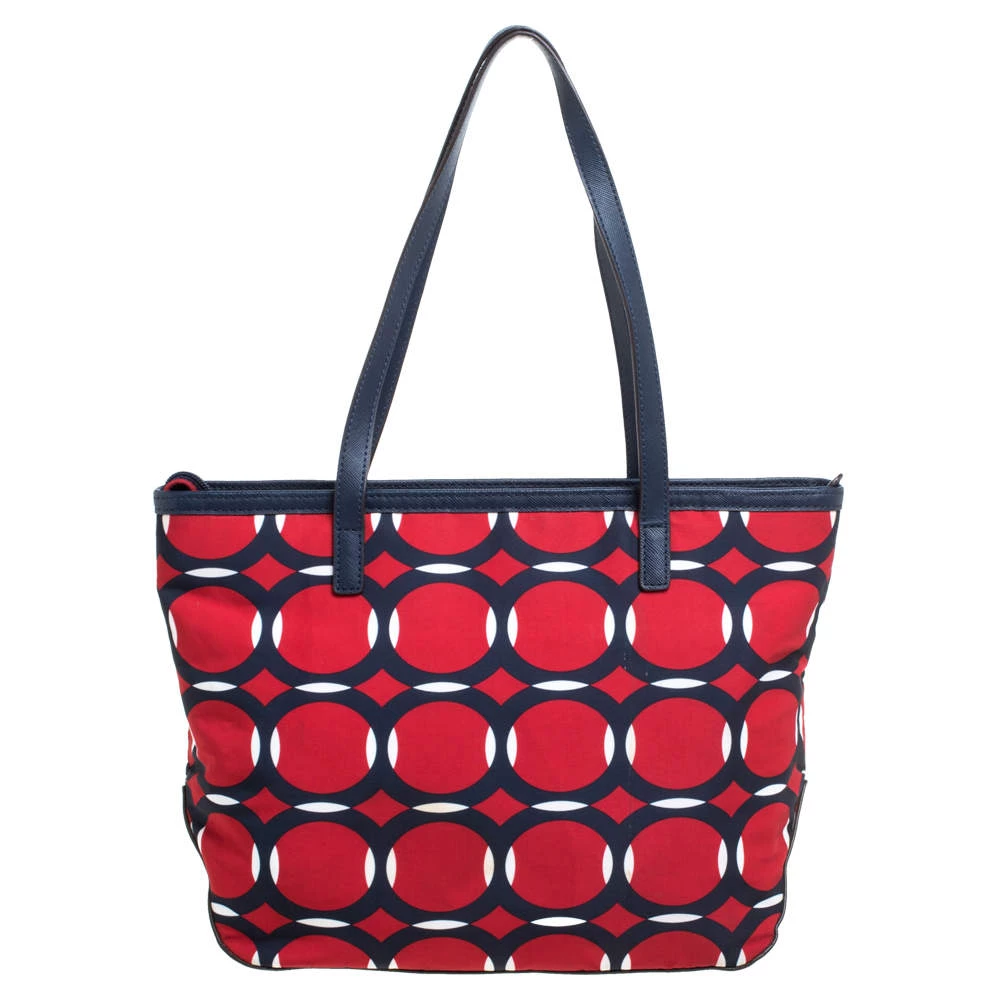 Michael Kors MICHAEL Micheal Kors Red/Blue Deco Print Nylon And Leather Kempton Tote For Women - Image 4