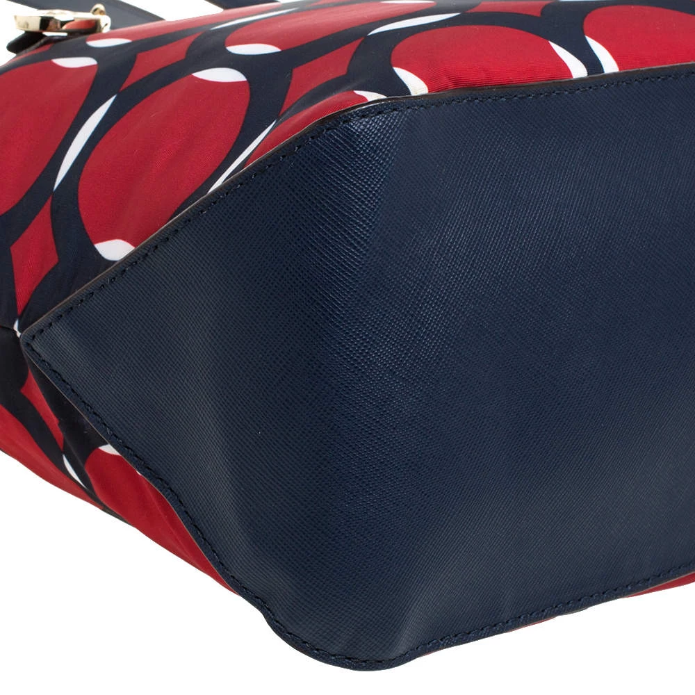 Michael Kors MICHAEL Micheal Kors Red/Blue Deco Print Nylon And Leather Kempton Tote For Women - Image 10