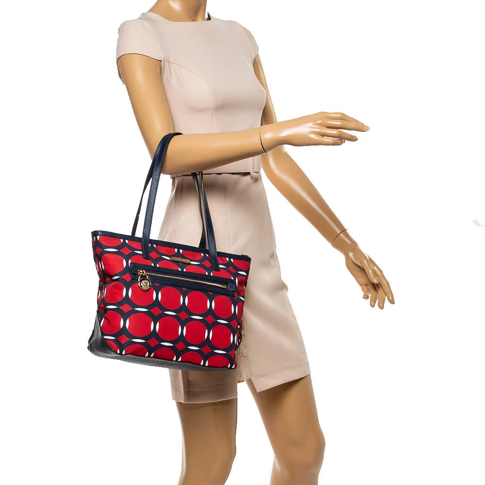 Michael Kors MICHAEL Micheal Kors Red/Blue Deco Print Nylon And Leather Kempton Tote For Women - Image 2