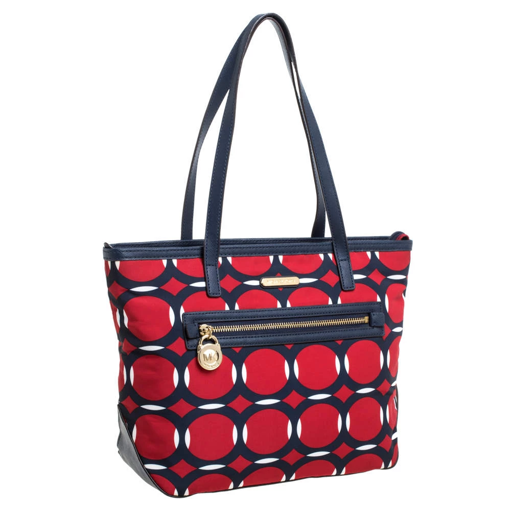 Michael Kors MICHAEL Micheal Kors Red/Blue Deco Print Nylon And Leather Kempton Tote For Women - Image 3