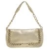 Michael Kors Gold Leather Chain Link Flap Baguette Bag For Women