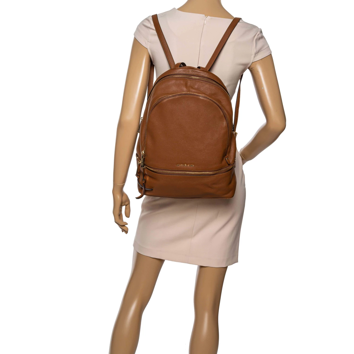 Michael Kors Brown Leather Medium Reazip Backpack For Women - Image 2