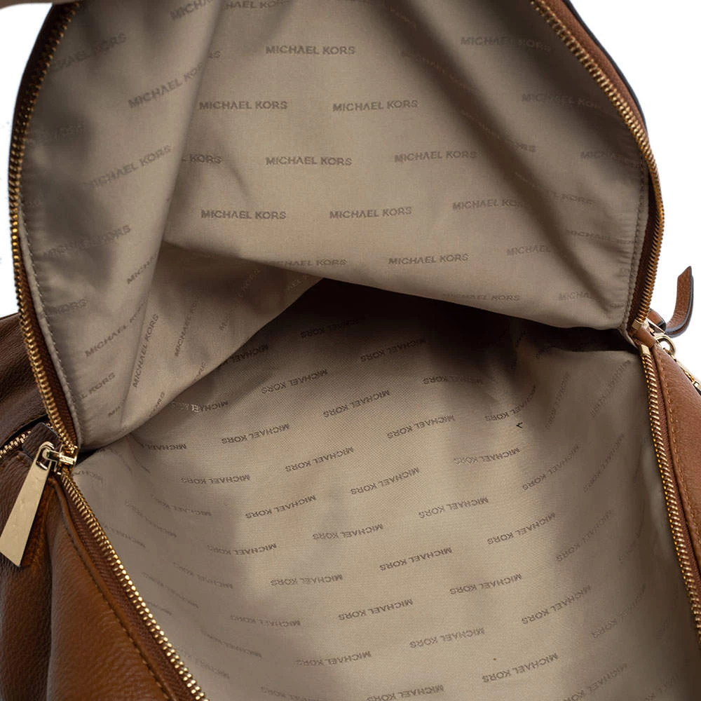Michael Kors Brown Leather Medium Reazip Backpack For Women - Image 7