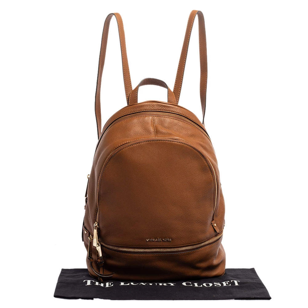 Michael Kors Brown Leather Medium Reazip Backpack For Women - Image 12