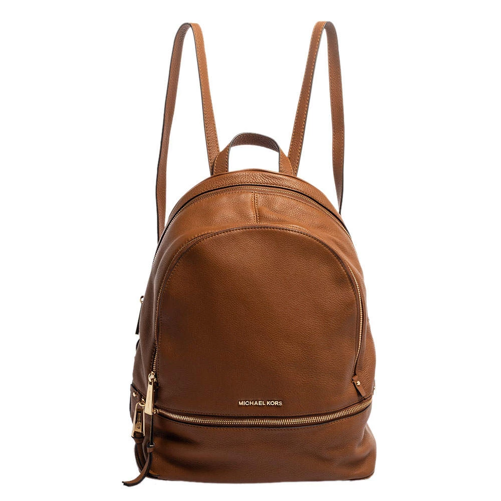 Michael Kors Brown Leather Medium Reazip Backpack For Women