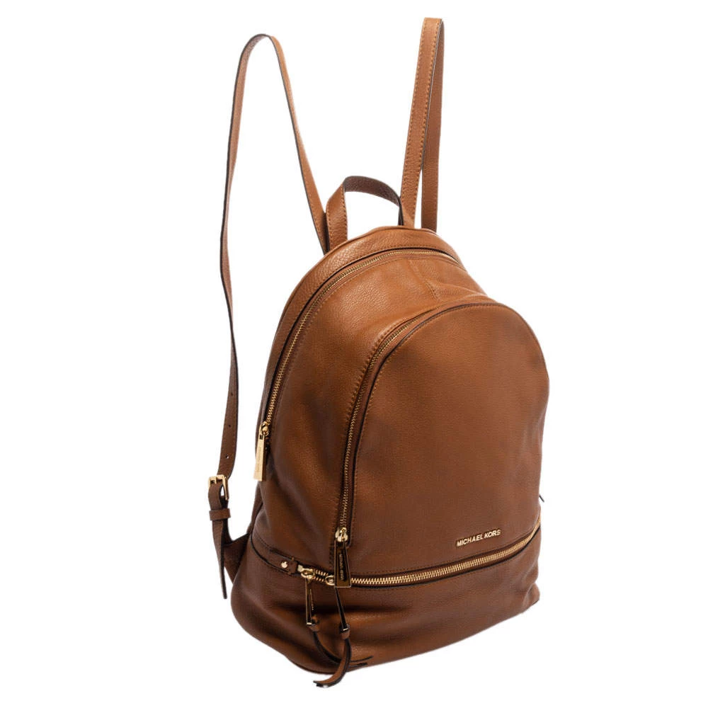 Michael Kors Brown Leather Medium Reazip Backpack For Women - Image 3