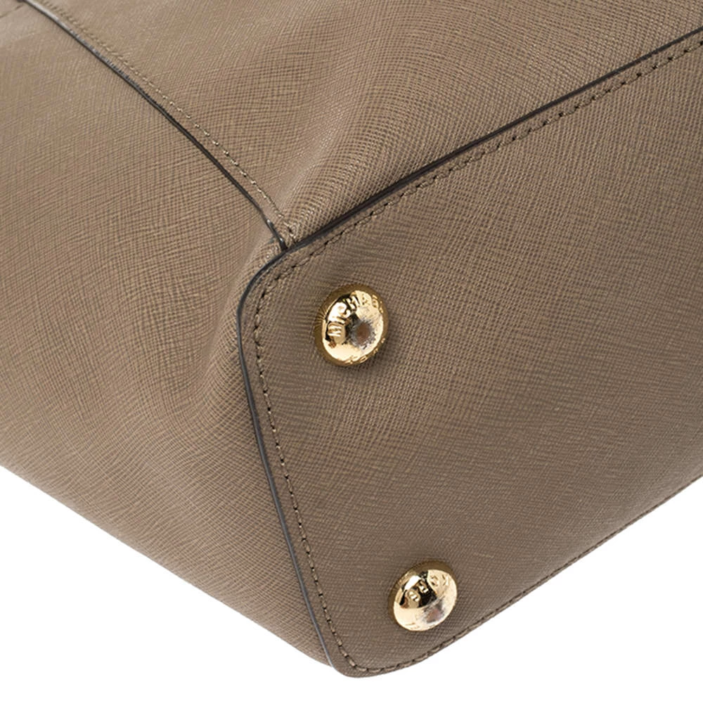 Michael Michael Kors Dark Beige Leather Medium Jet Set Top Zip Tote For Women - Image 11