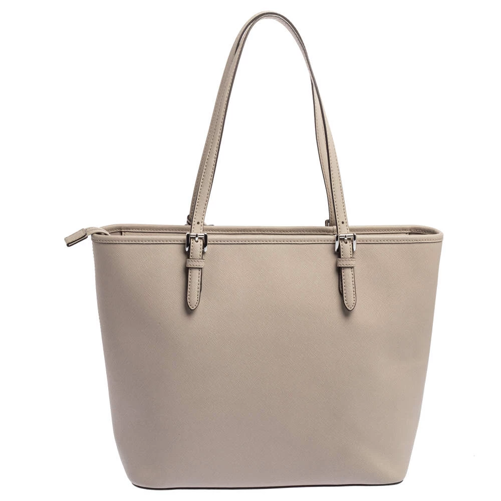 Michael Kors Grey Leather Jet Set Snap Pocket Tote For Women - Image 4