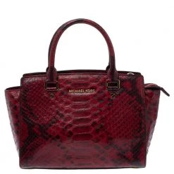 Michael Michael Kors Red Python Embossed Leather Medium Selma Satchel For Women