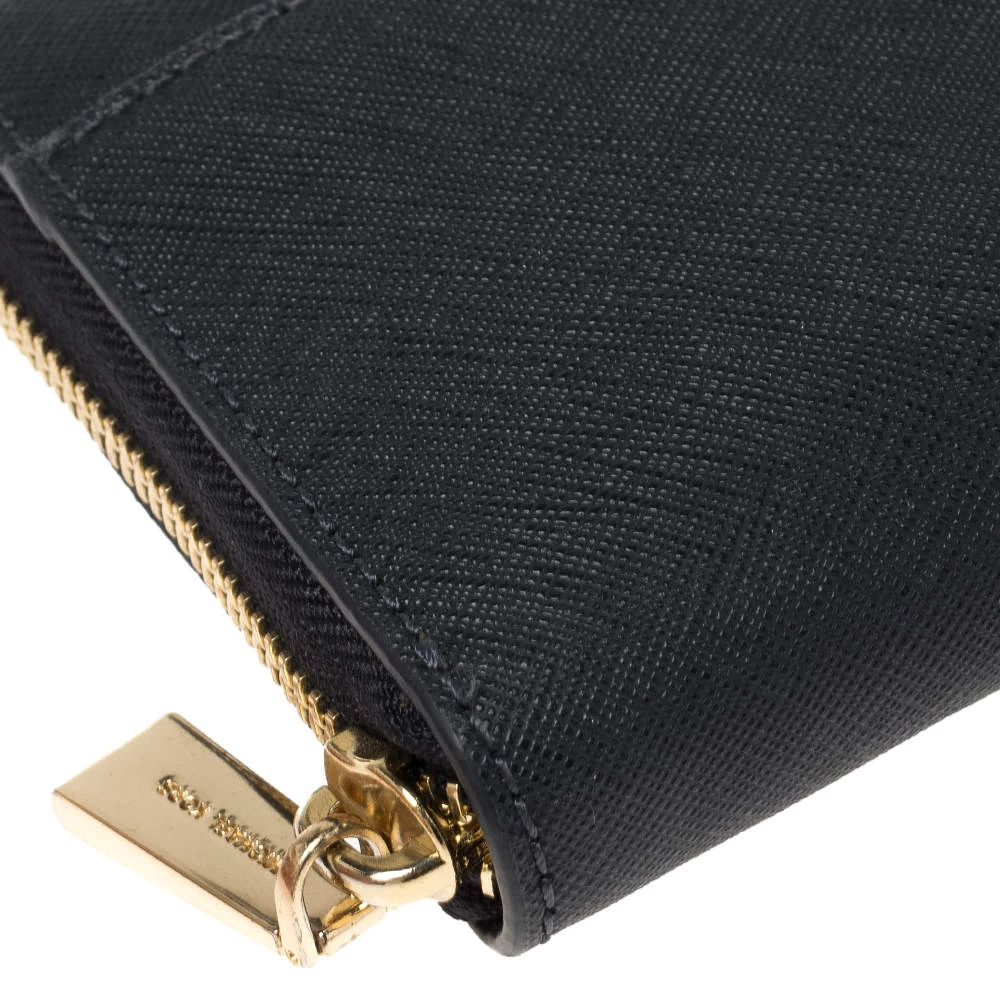 Michael Kors Navy Blue Leather Zip Around Continental Wallet For Women - Image 10