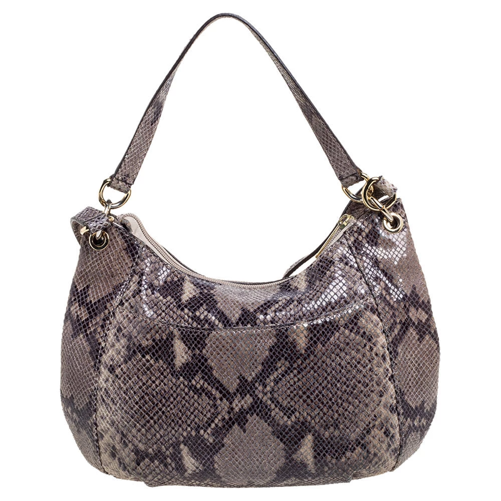 Michael Michael Kors Grey/Black Python Embossed Leather Crossbody Bag For Women - Image 4