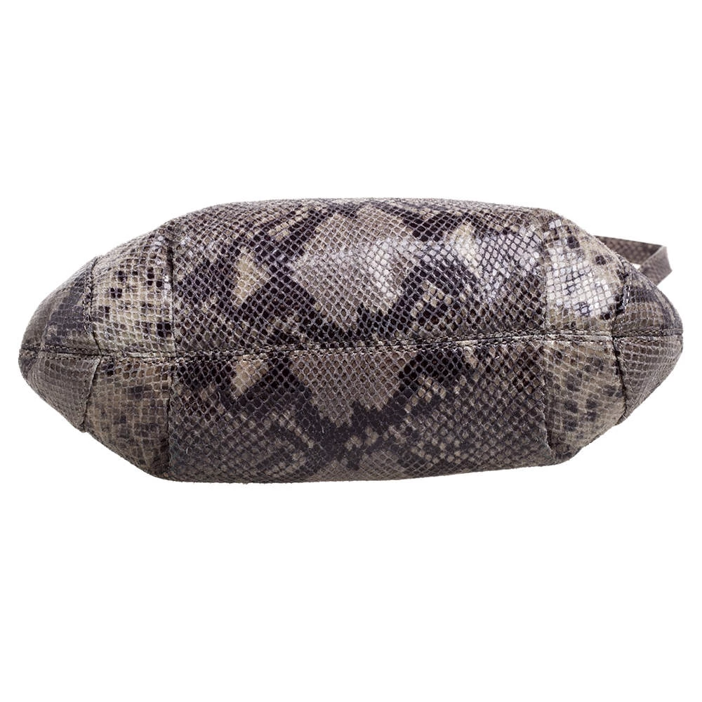 Michael Michael Kors Grey/Black Python Embossed Leather Crossbody Bag For Women - Image 6