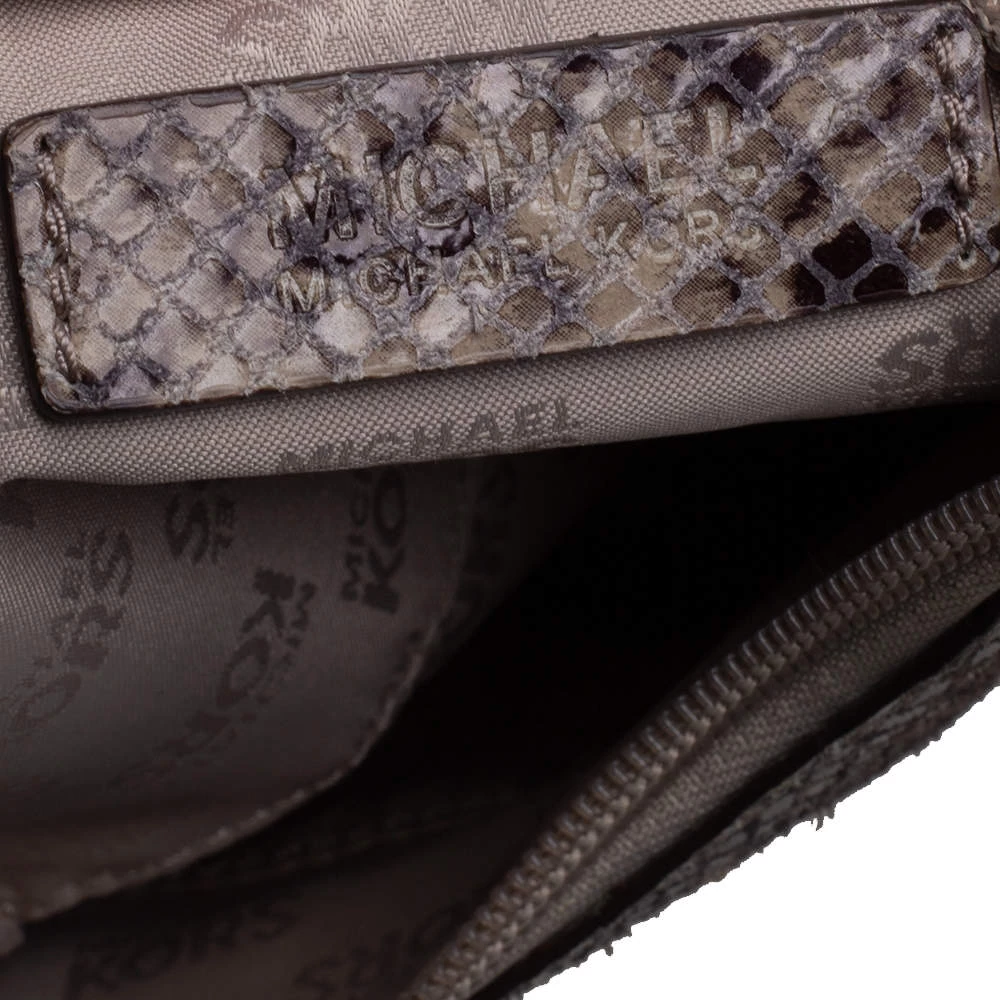 Michael Michael Kors Grey/Black Python Embossed Leather Crossbody Bag For Women - Image 7