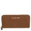 Michael Kors Brown Leather Jet Set Travel Zip Around Wallet For Women