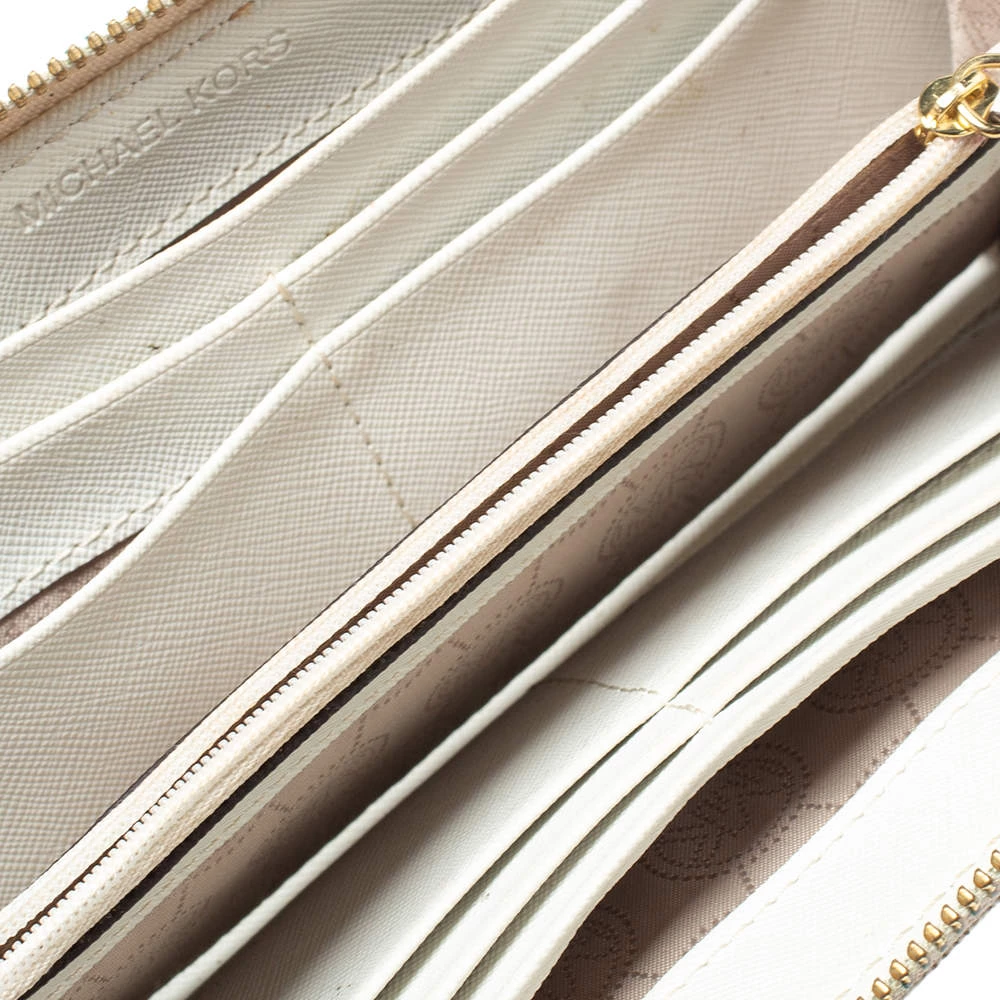 Michael Kors White Monogram Coated Canvas Zip Around Wallet For Women - Image 2