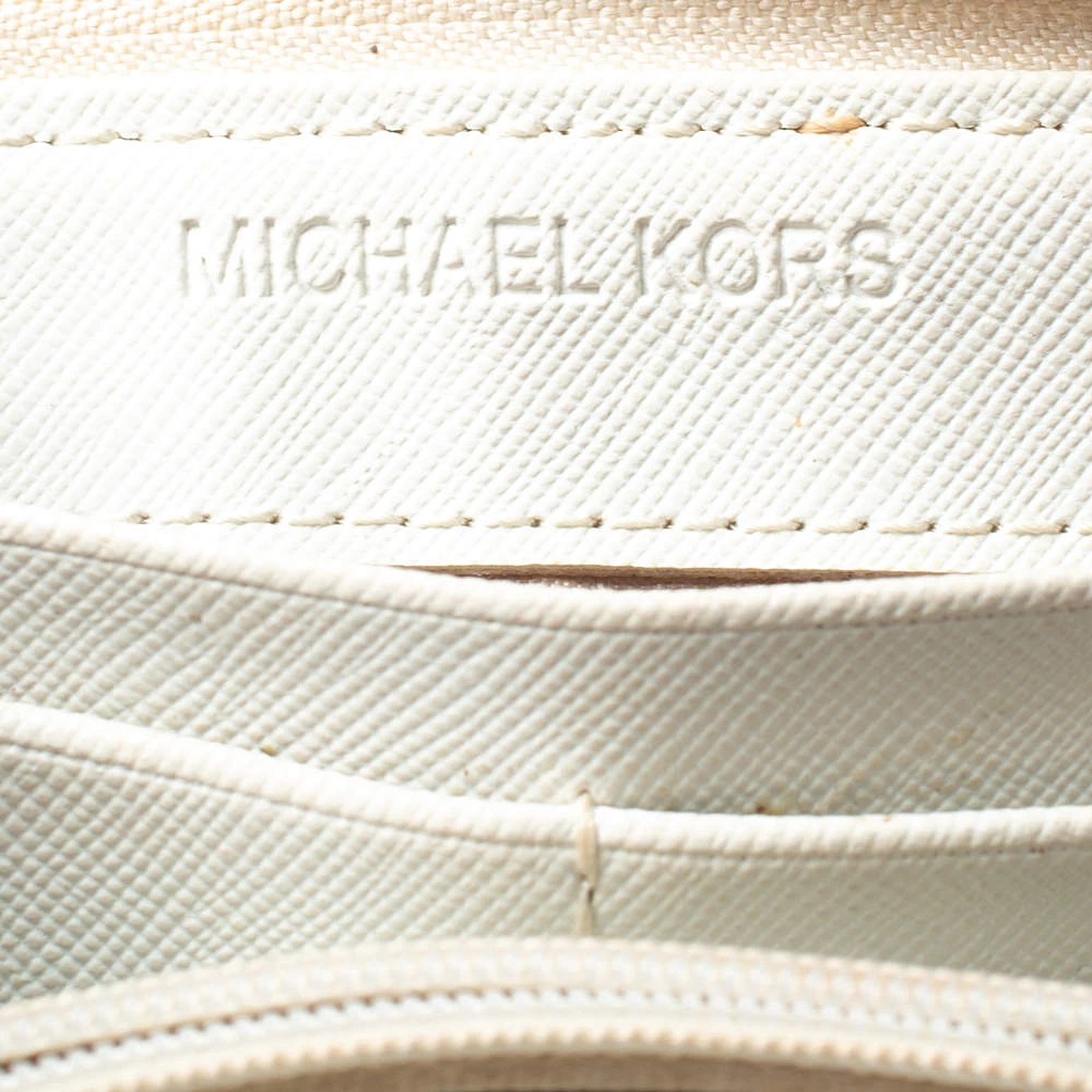 Michael Kors White Monogram Coated Canvas Zip Around Wallet For Women - Image 7