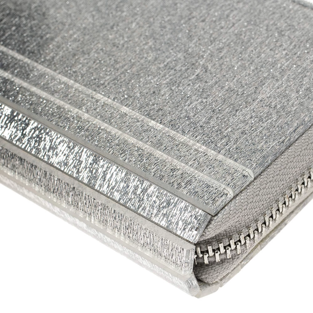 Michael Kors Silver Glitter Acrylic Za Barbara Zip Around Coin Purse For Women - Image 10