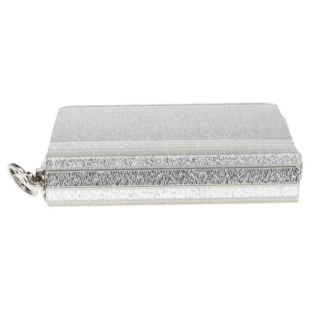 Michael Kors Silver Glitter Acrylic Za Barbara Zip Around Coin Purse For Women - Image 6