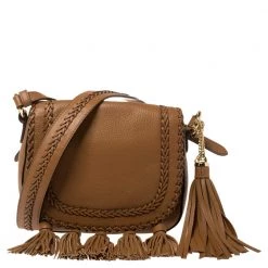 Michael Kors Brown Leather Moroccan Saddle Shoulder Bag For Women