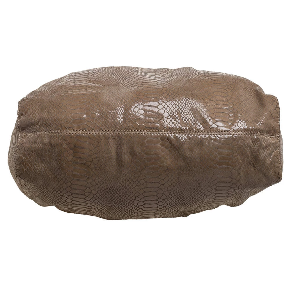 MICHAEL Michael Kors Beige Python Effect Patent Leather Buckle Strap Shoulder Bag For Women - Image 6