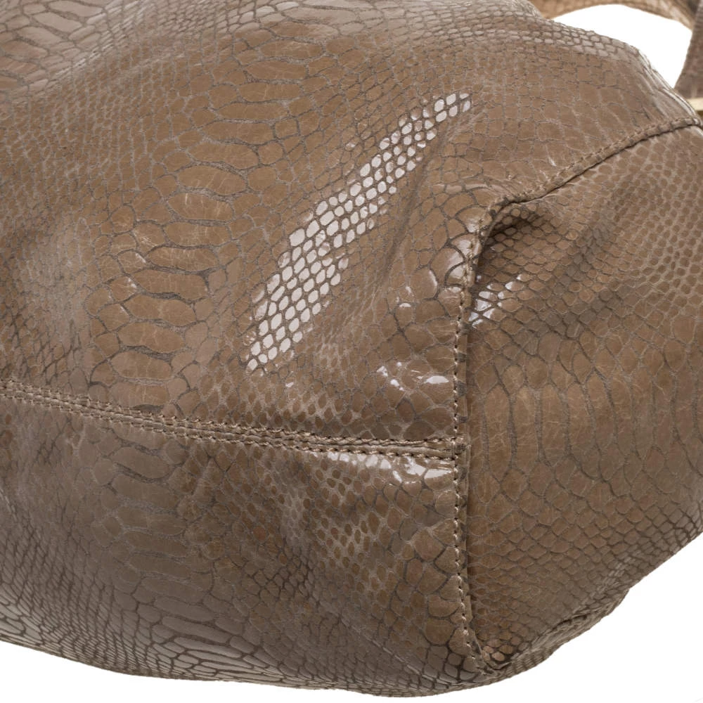 MICHAEL Michael Kors Beige Python Effect Patent Leather Buckle Strap Shoulder Bag For Women - Image 12