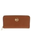 Michael Kors Tan Saffiano Leather Travel Zip Around Continental Wallet For Women