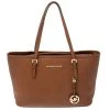 Michael Kors Brown Saffiano Leather Jet Set Middle Zip Tote For Women