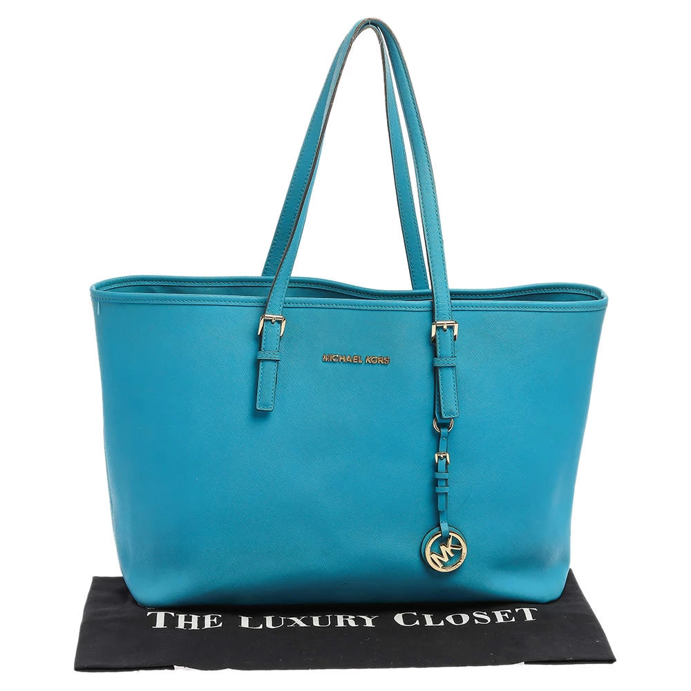 MICHAEL Michael Kors Blue Leather Medium Jet Set Tote For Women - Image 14