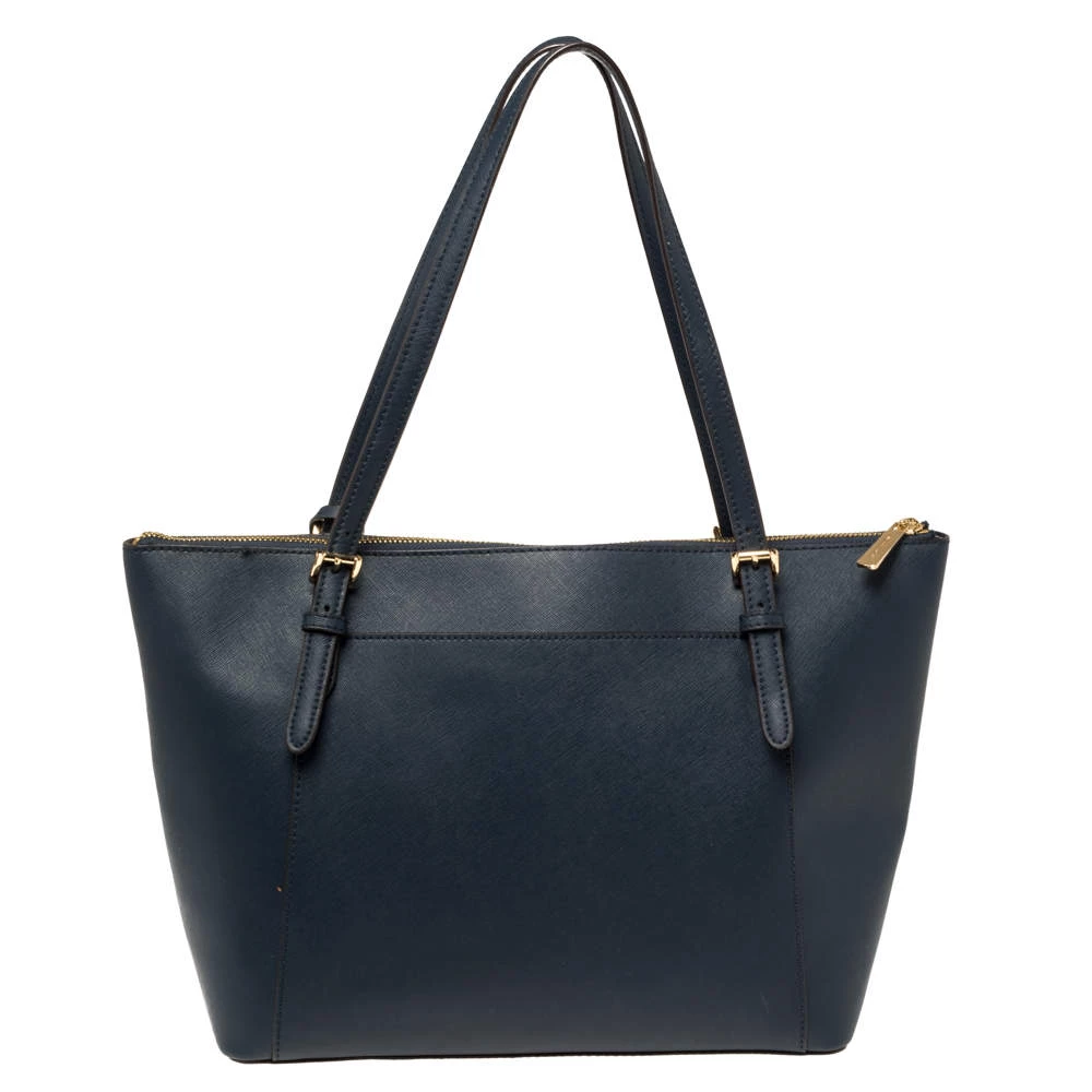 Michael Kors Blue Leather Large Voyager East/West Top Zip Tote For Women - Image 4