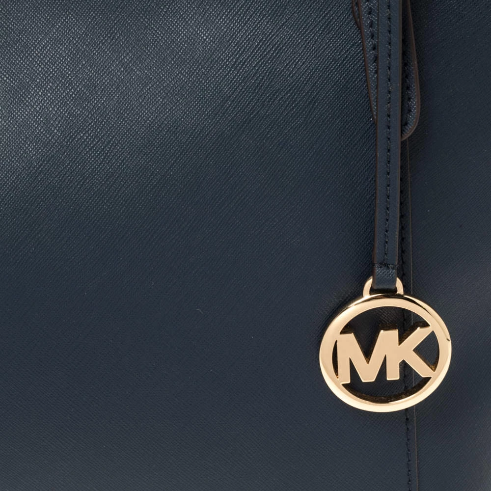 Michael Kors Blue Leather Large Voyager East/West Top Zip Tote For Women - Image 5