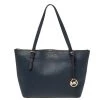 Michael Kors Blue Leather Large Voyager East/West Top Zip Tote For Women