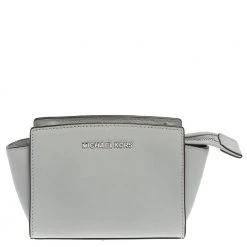 Michael Kors Grey Leather Mini Selma Crossbody Bag For Women