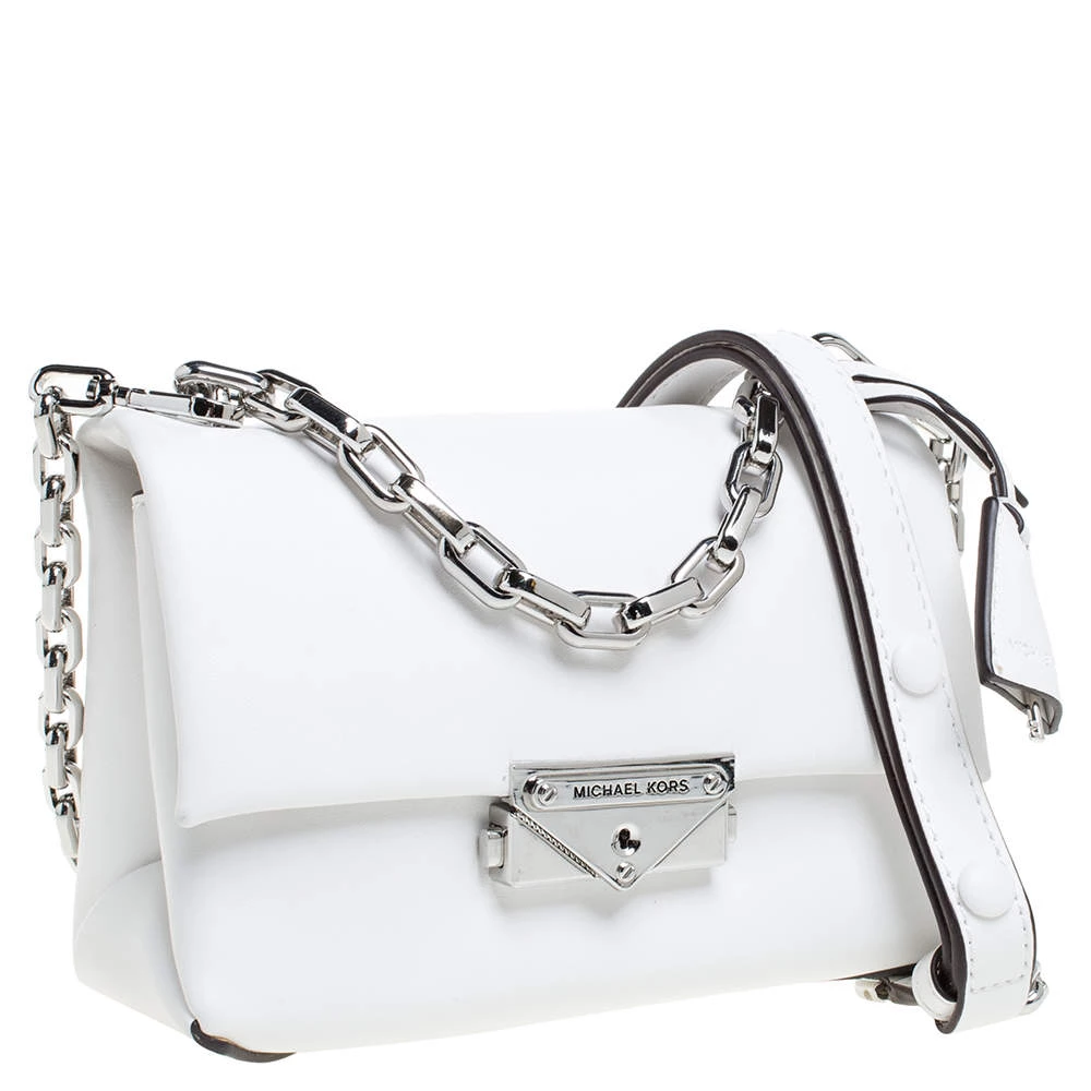 Michael Kors White Leather Extra Small Cece Top Handle Bag For Women - Image 3