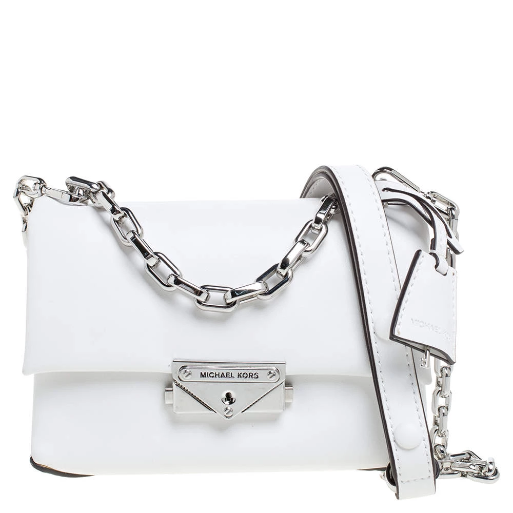 Michael Kors White Leather Extra Small Cece Top Handle Bag For Women