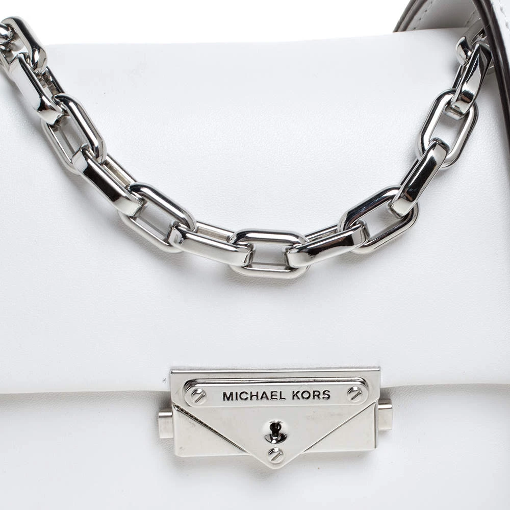 Michael Kors White Leather Extra Small Cece Top Handle Bag For Women - Image 5