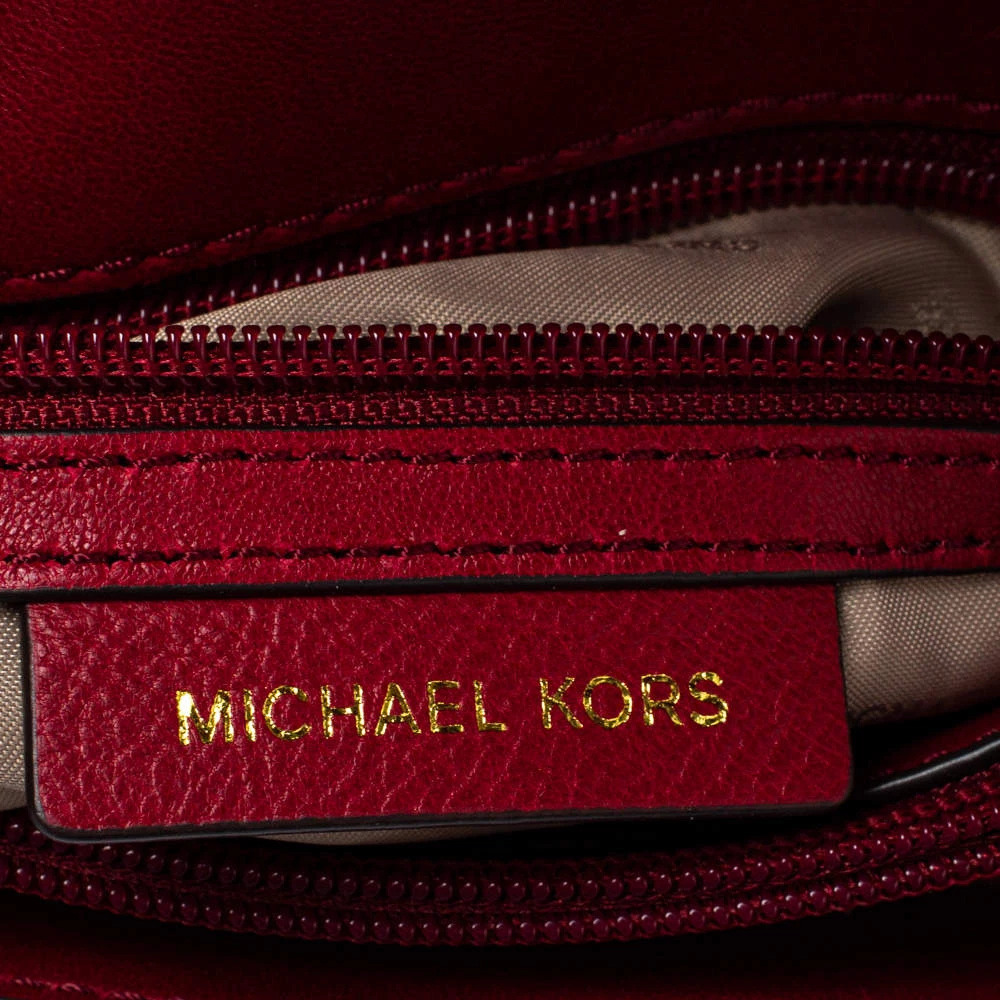 Michael Kors Red Matalesse Leather Small Sloan Shoulder Bag For Women - Image 8