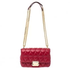 Michael Kors Red Matalesse Leather Small Sloan Shoulder Bag For Women