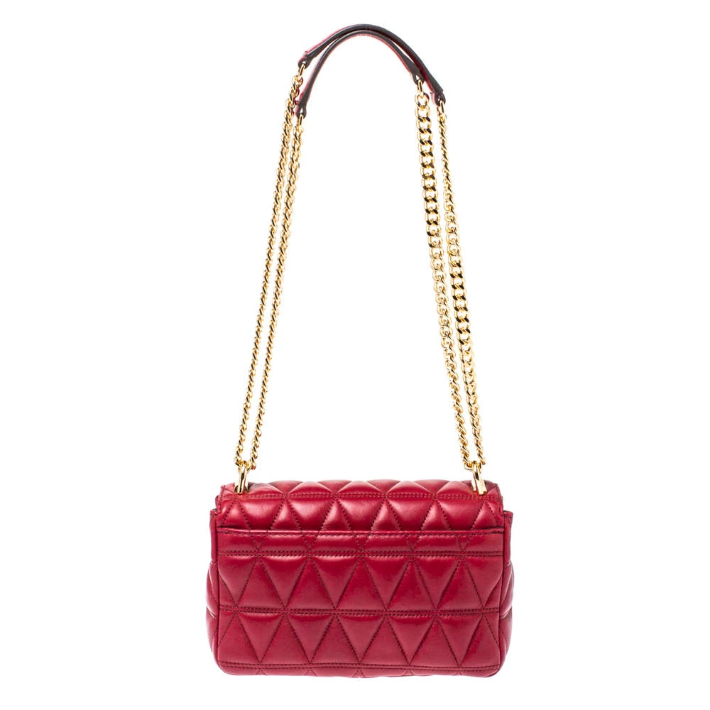 Michael Kors Red Matalesse Leather Small Sloan Shoulder Bag For Women - Image 4