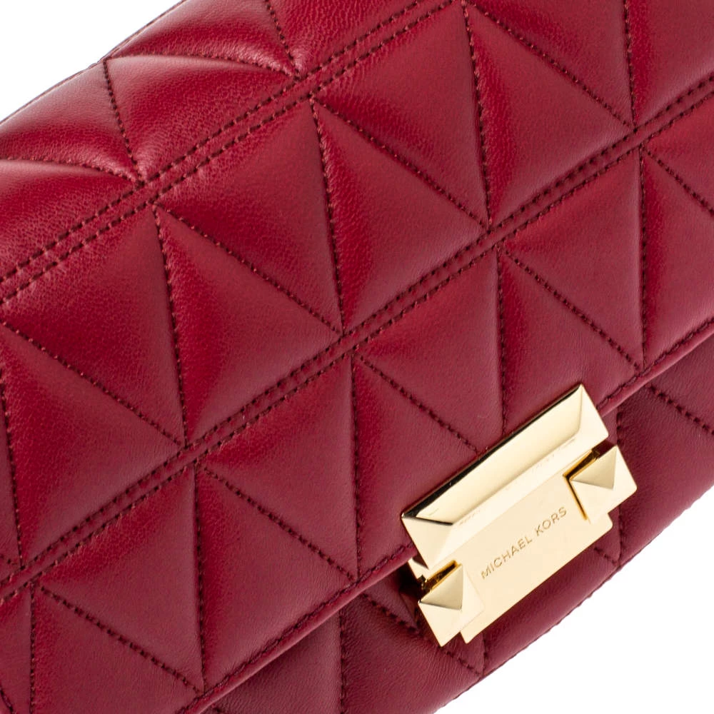 Michael Kors Red Matalesse Leather Small Sloan Shoulder Bag For Women - Image 5