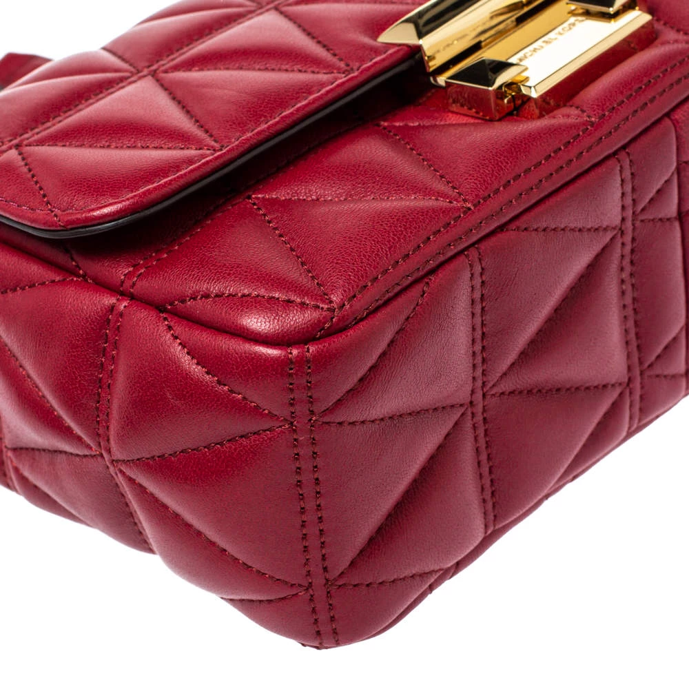 Michael Kors Red Matalesse Leather Small Sloan Shoulder Bag For Women - Image 10